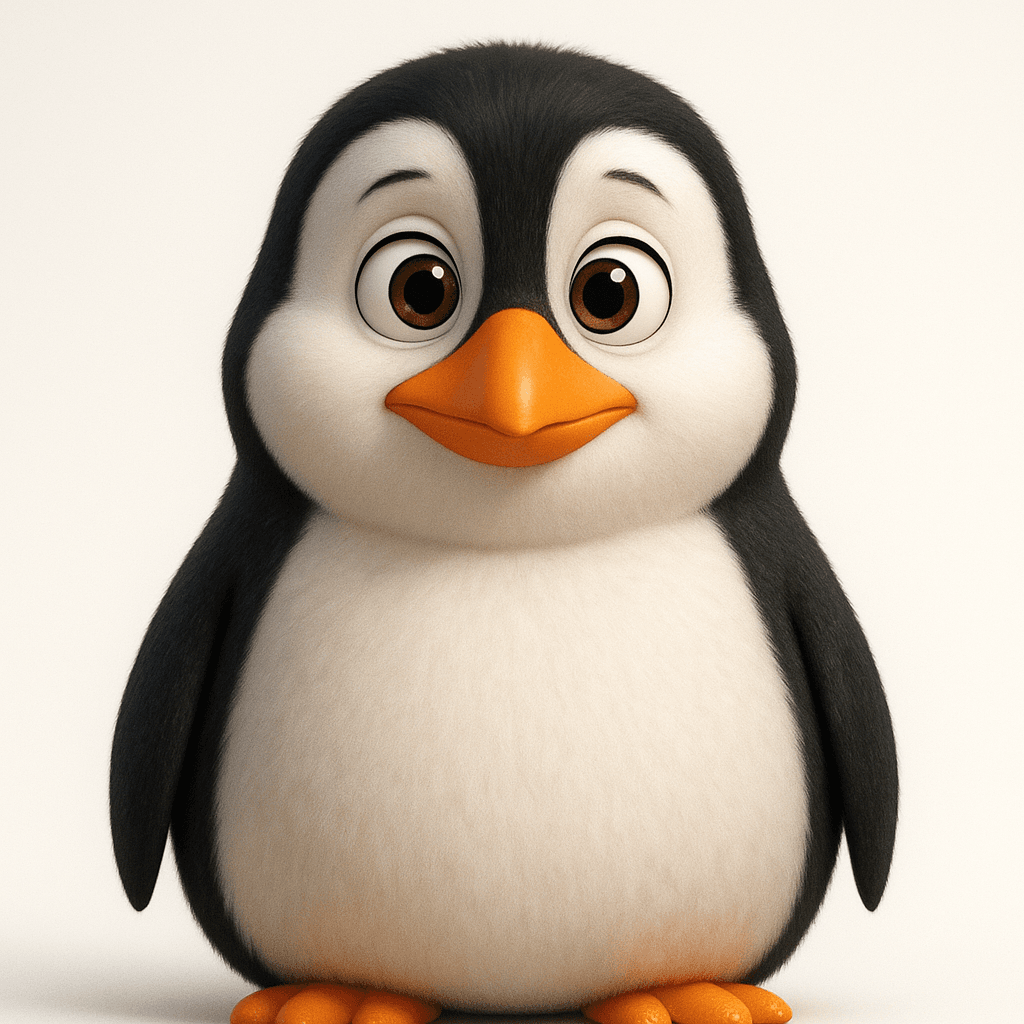 Penguin AI puppet character